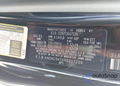 2024 Kia Carnival Ex z USA, uszkodzony, nr VIN KNDNC5H3XR6317206